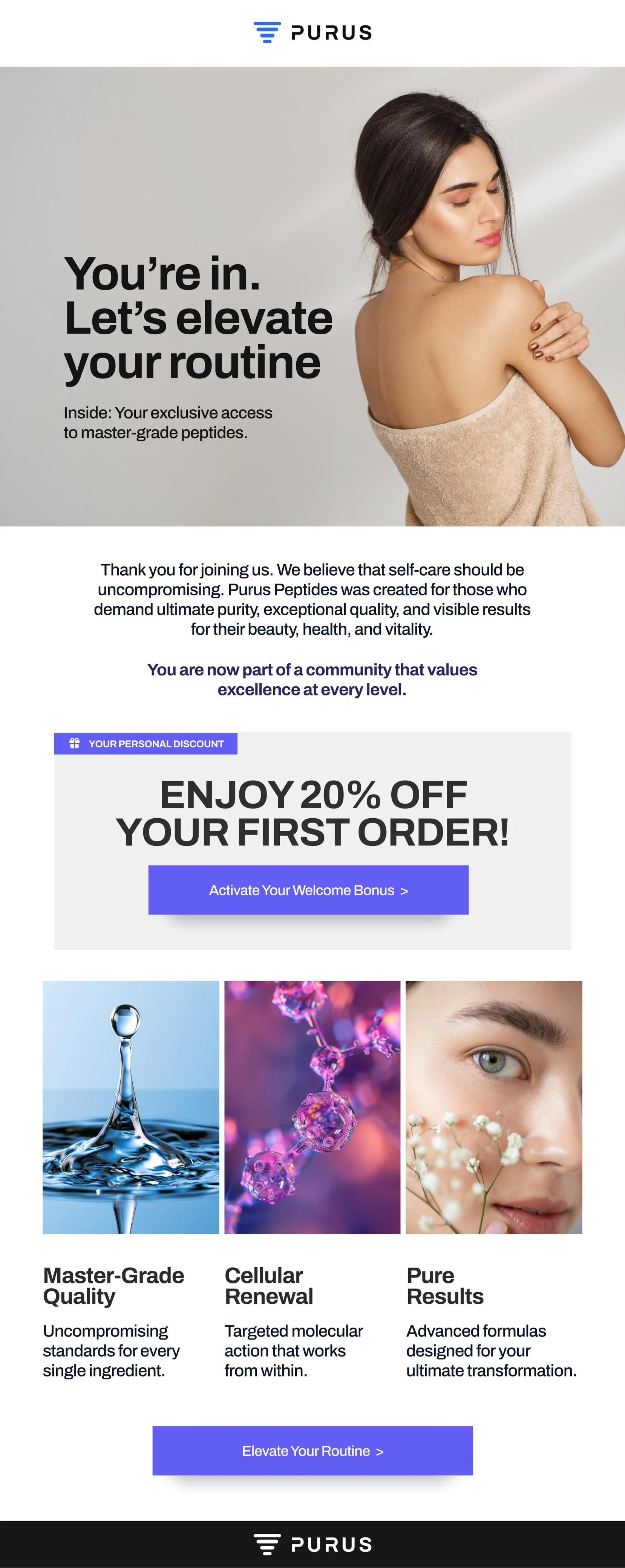 Peptide brand — Welcome — 20% off first order